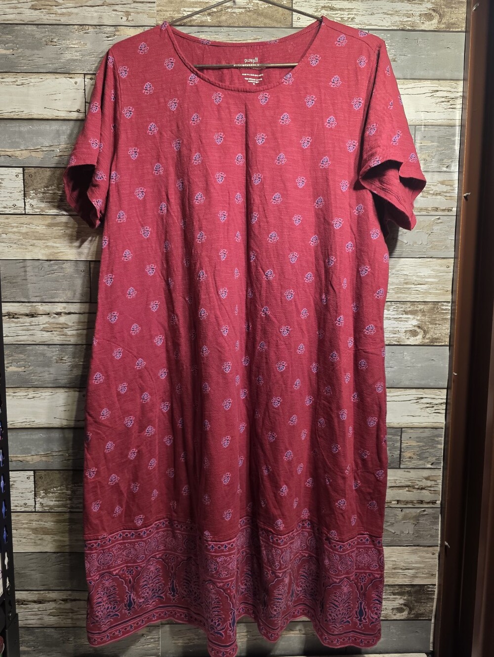 J. Jill Red Printed Short-Sleeve Maxi Dress